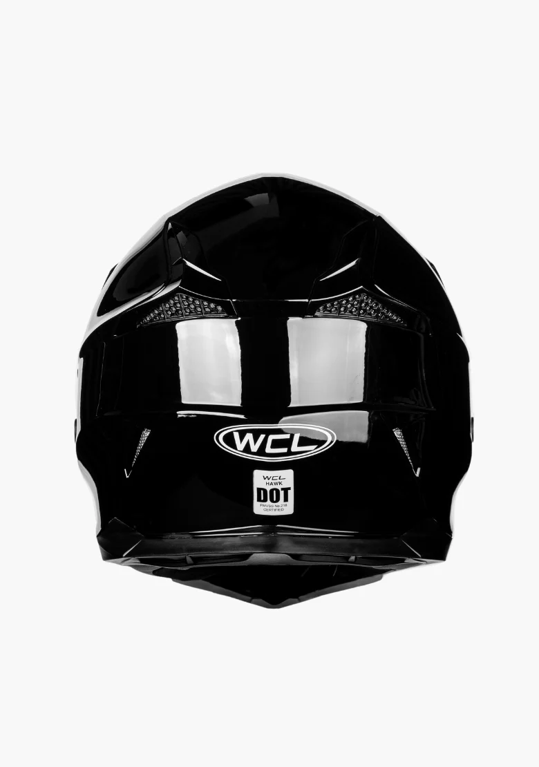 WCL Hawk Motorcycle Helmet & Dirtbike Helmet - Adjustable Sun Visor, Quick Release Buckle, DOT Approved - Gloss Black - Image 4
