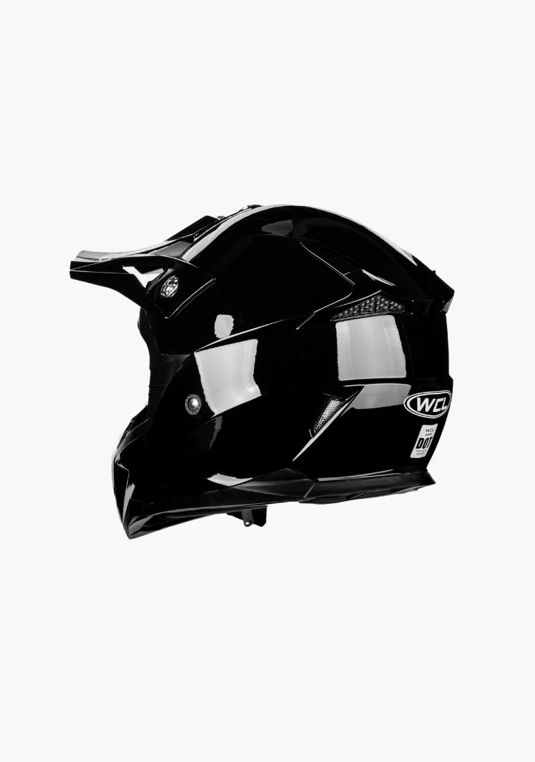 WCL Hawk Motorcycle Helmet & Dirtbike Helmet - Adjustable Sun Visor, Quick Release Buckle, DOT Approved - Gloss Black - Image 5