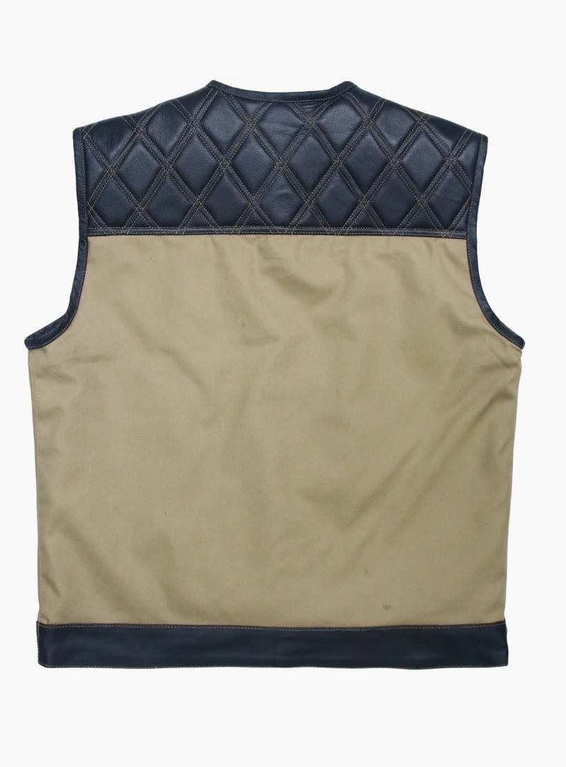 WCL Hybrid Canvas Leather Club Vest w/t Beige Canvas - Image 3