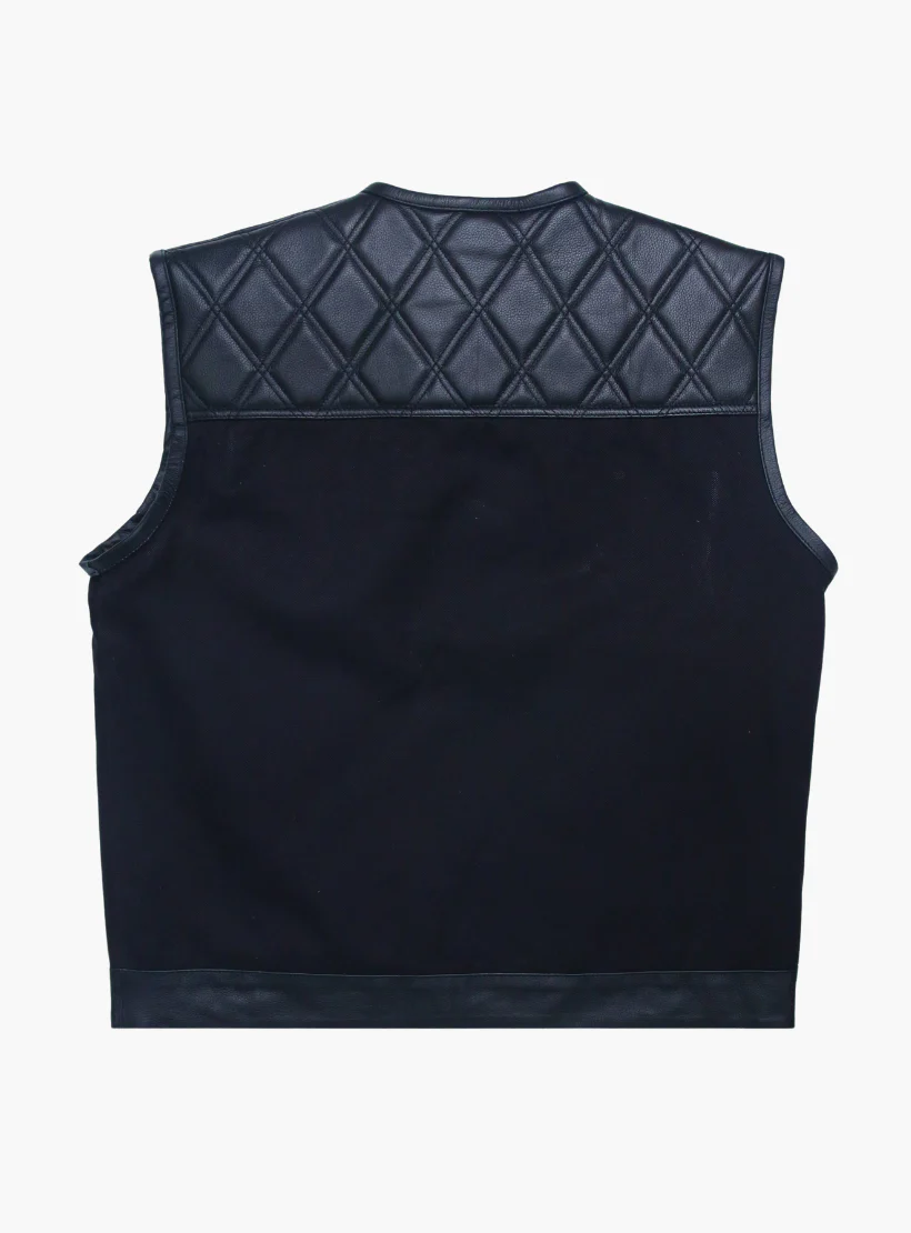 WCL Hybrid Canvas Leather Club Vest w/t Black Quilted Leather - Image 3