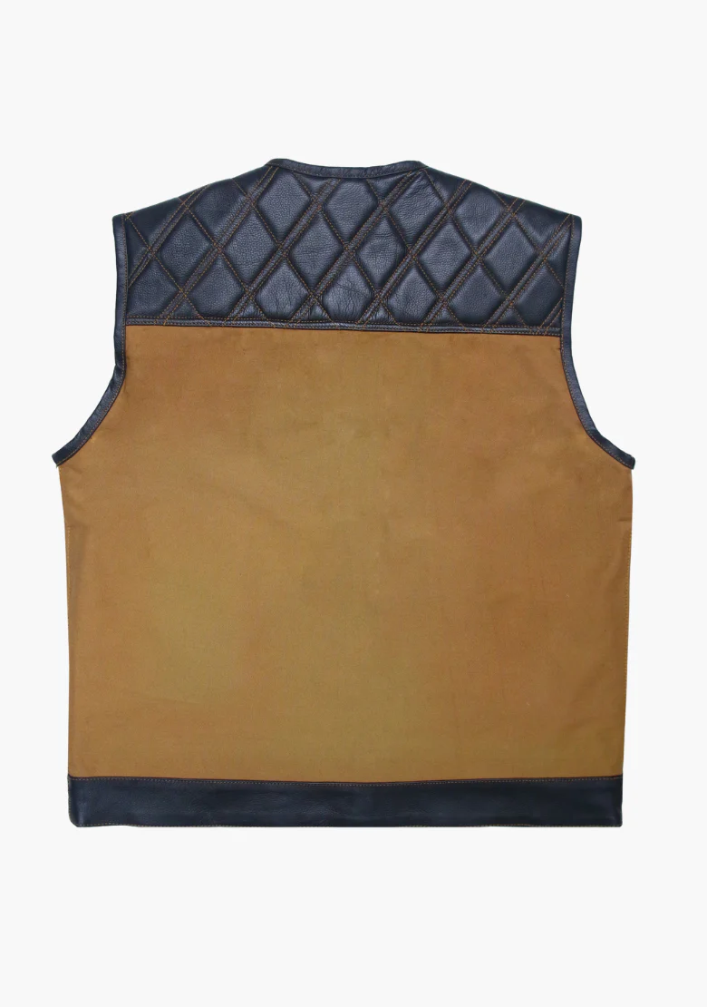 WCL Hybrid Canvas Leather Club Vest w/t Brown Quilted Leather - Image 3
