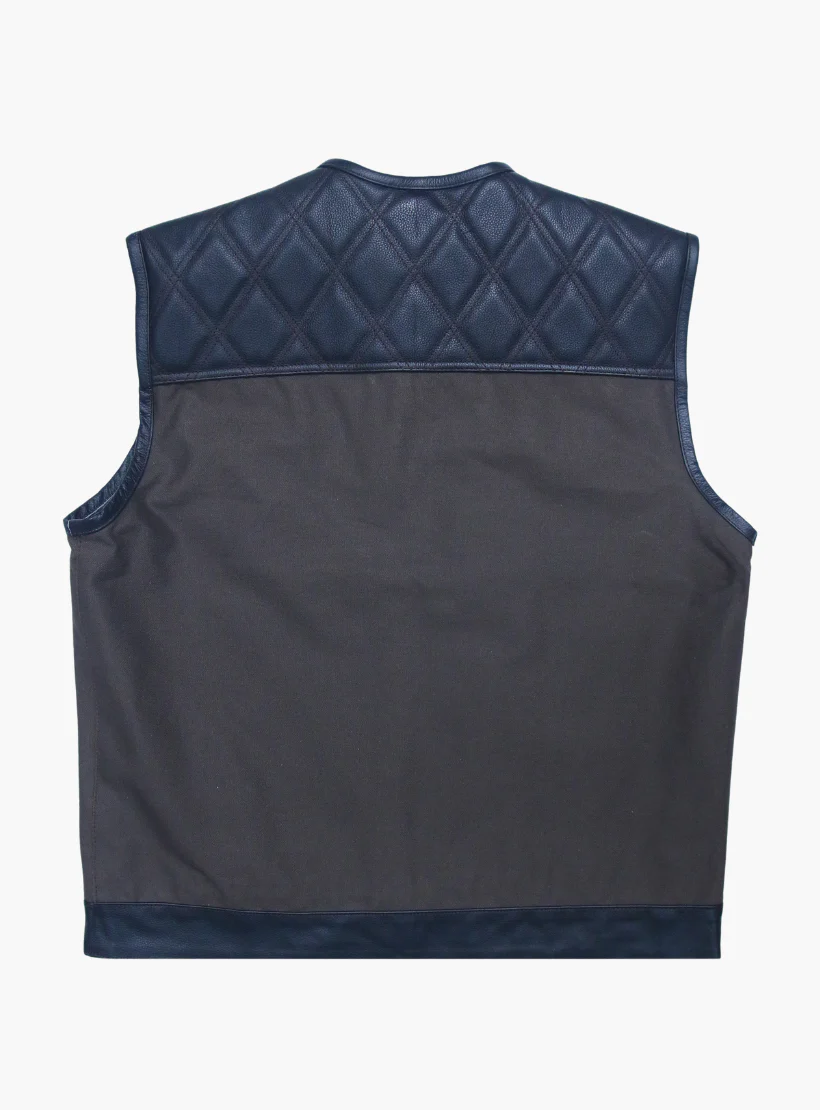 WCL Hybrid Canvas Leather Club Vest w/t Military Dark Brown Canvas - Image 3