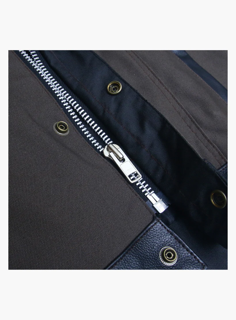 WCL Hybrid Canvas Leather Club Vest w/t Military Dark Brown Canvas - Image 7