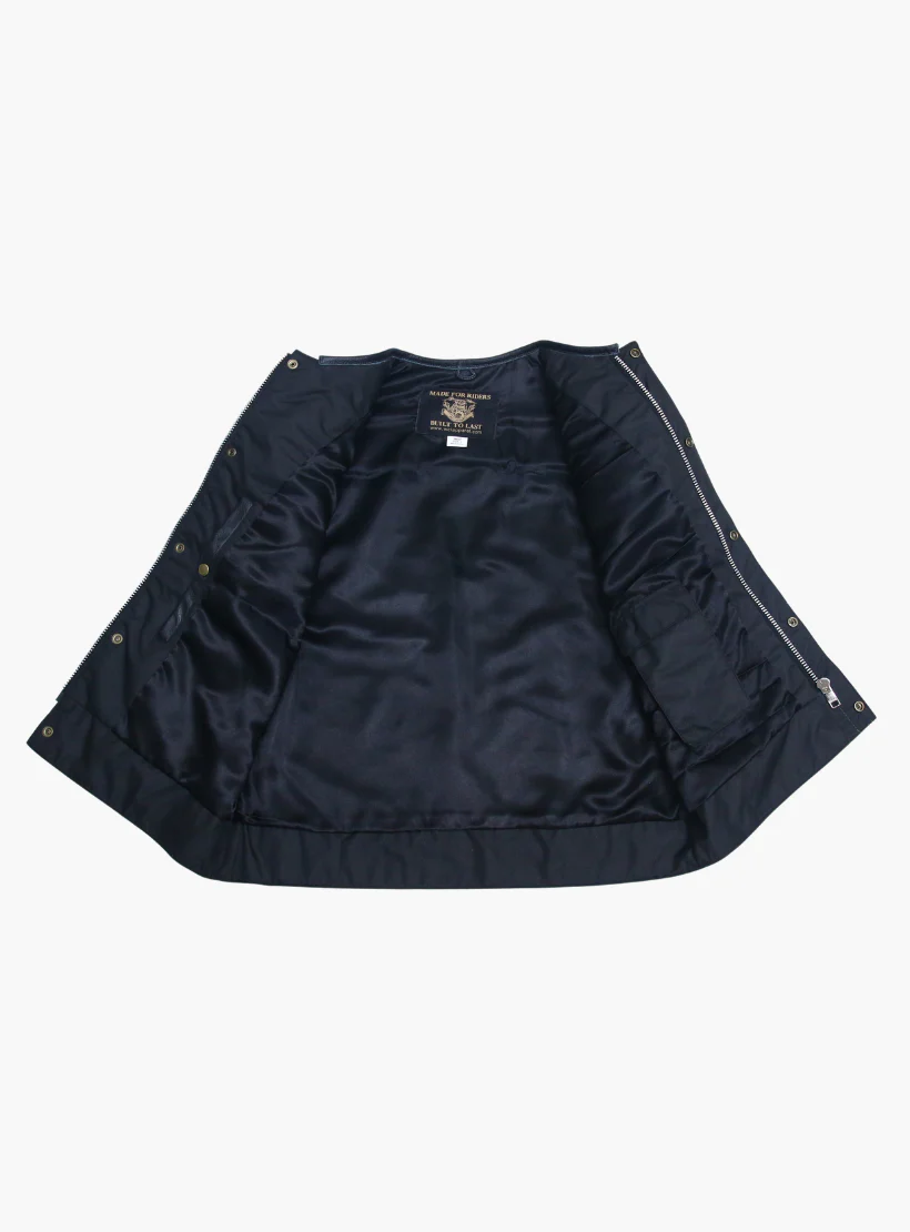 WCL Hybrid Canvas Leather Club Vest w/t Navy Blue Quilted Leather - Image 4