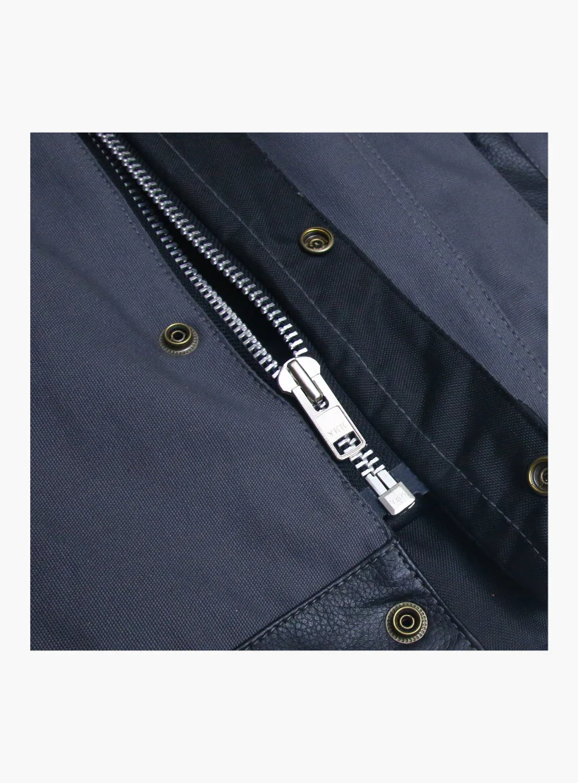 WCL Hybrid Canvas Leather Club Vest w/t Navy Blue Quilted Leather - Image 6