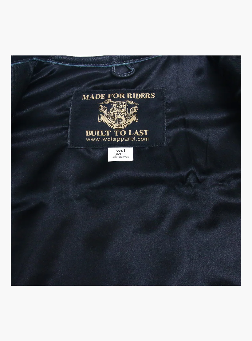 WCL Hybrid Canvas Leather Club Vest w/t Navy Blue Quilted Leather - Image 7