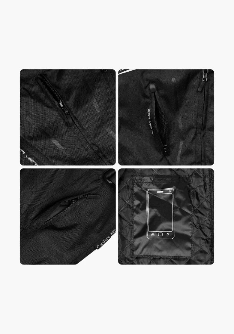 WCL Invader Armoured Motorcycle Textile Jacket - Black - Image 12