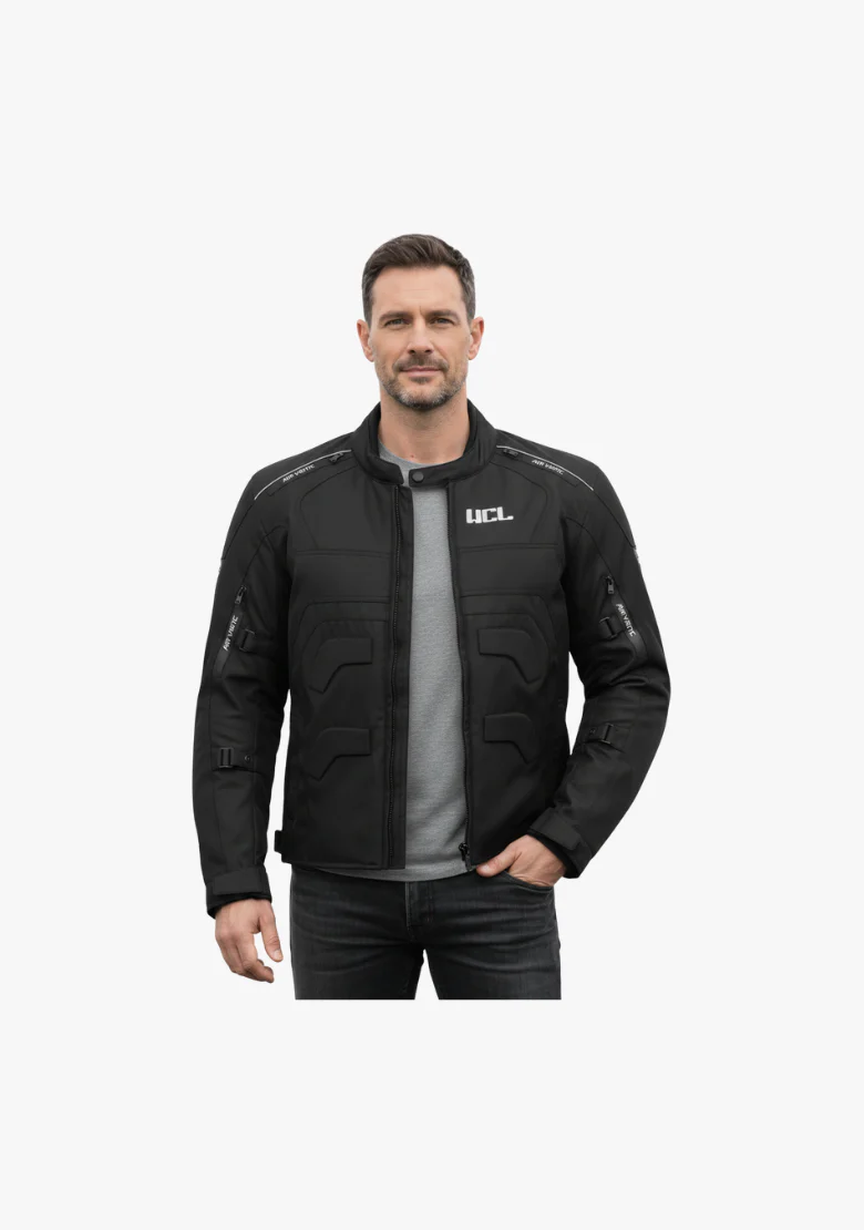 WCL Invader Armoured Motorcycle Textile Jacket - Black - Image 2