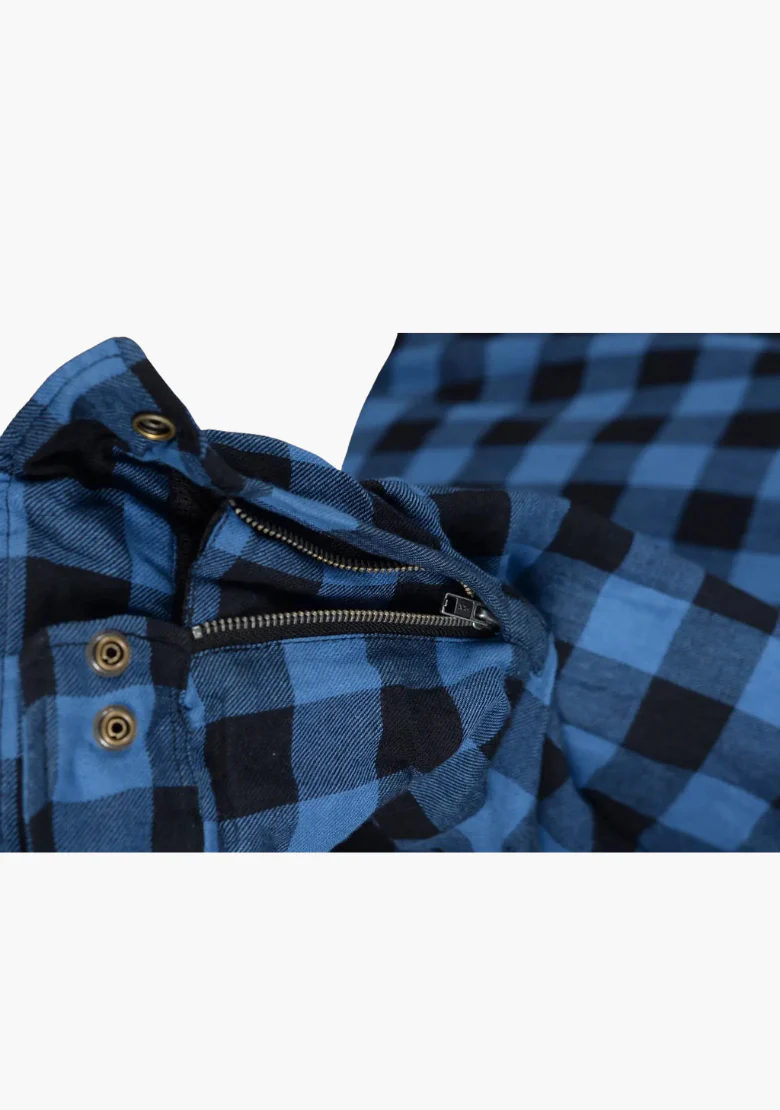WCL Kevlar Lined Performance Motorcycle Riding Long Sleeve Flannel Shirt W/T CE Level 1 armor - Blue - Image 4