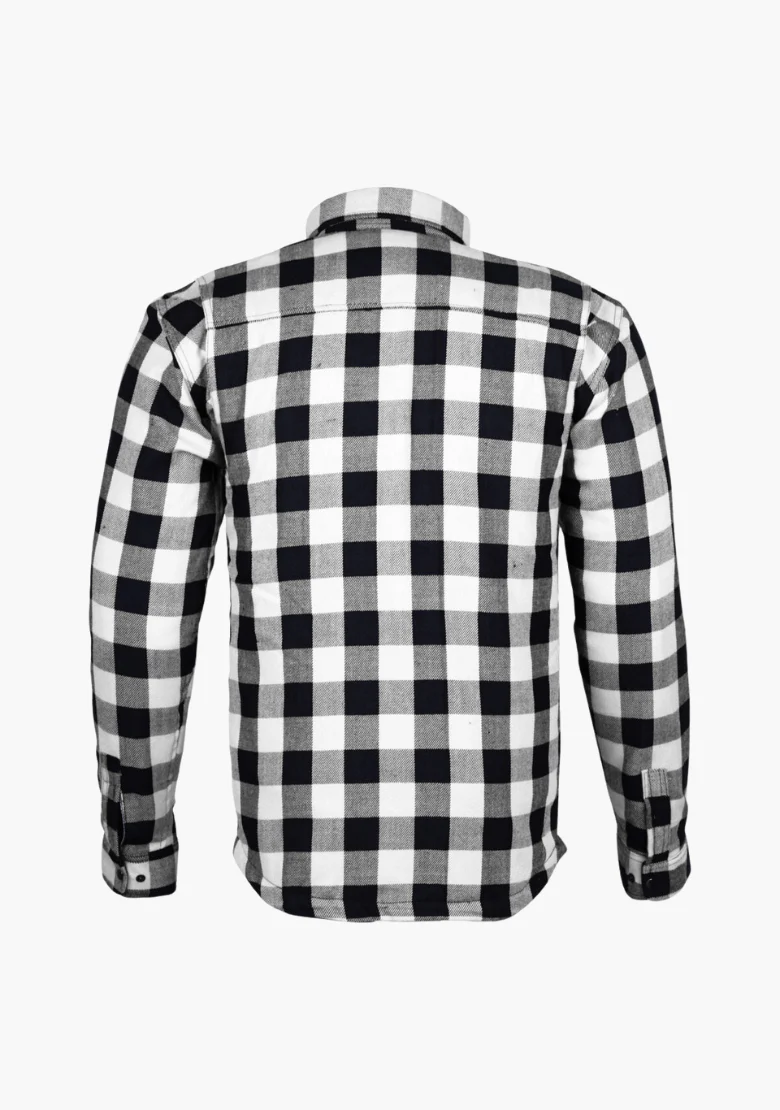 WCL Kevlar Lined Performance Motorcycle Riding Long Sleeve Flannel Shirt W/T CE Level 1 armor - White - Image 3