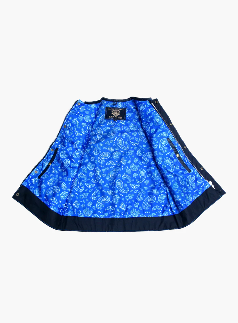 WCL Leather Club Vest w/t Blue Lace Shoulder Stitching - Image 4