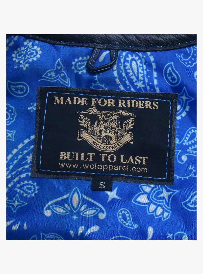 WCL Leather Club Vest w/t Blue Lace Shoulder Stitching - Image 5