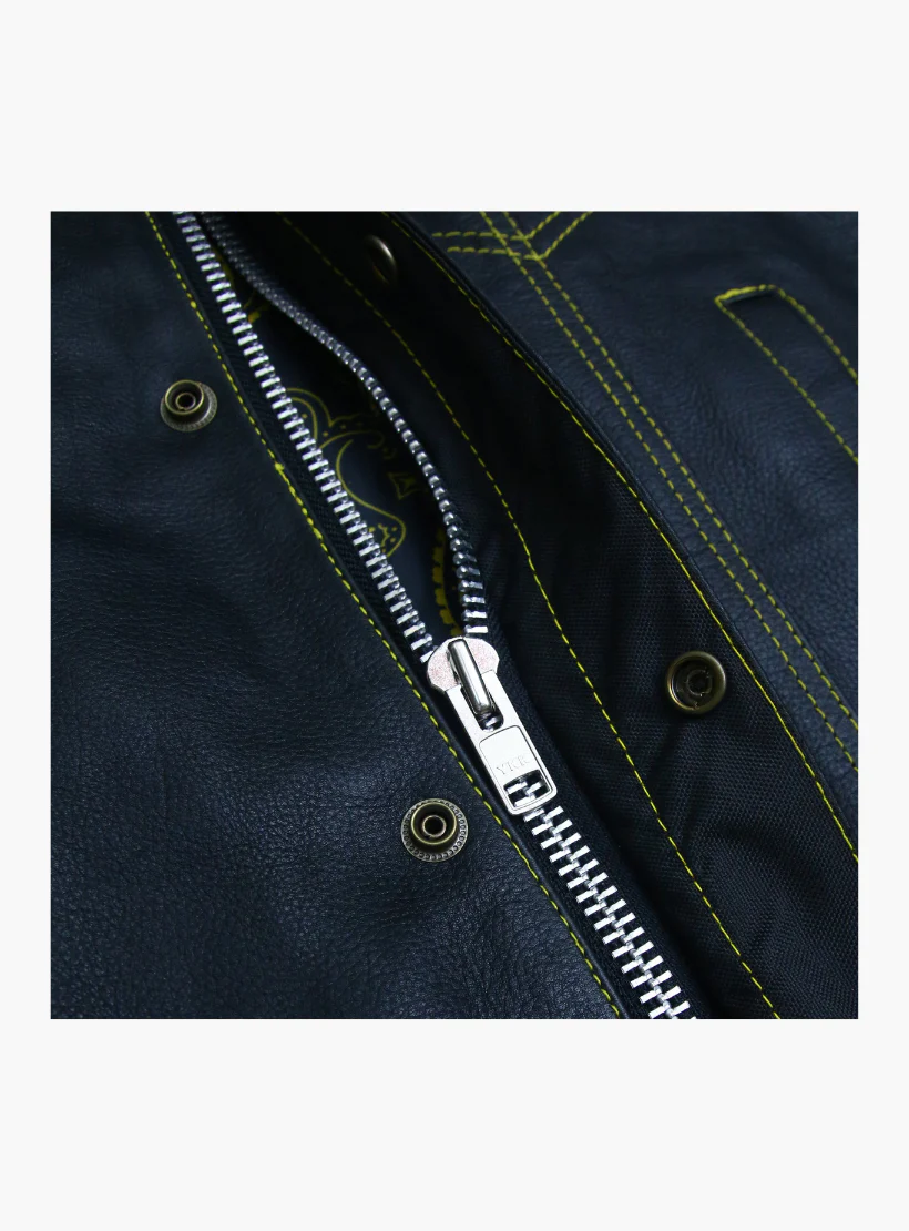 WCL Leather Club Vest w/t Yellow Stitch - Image 6