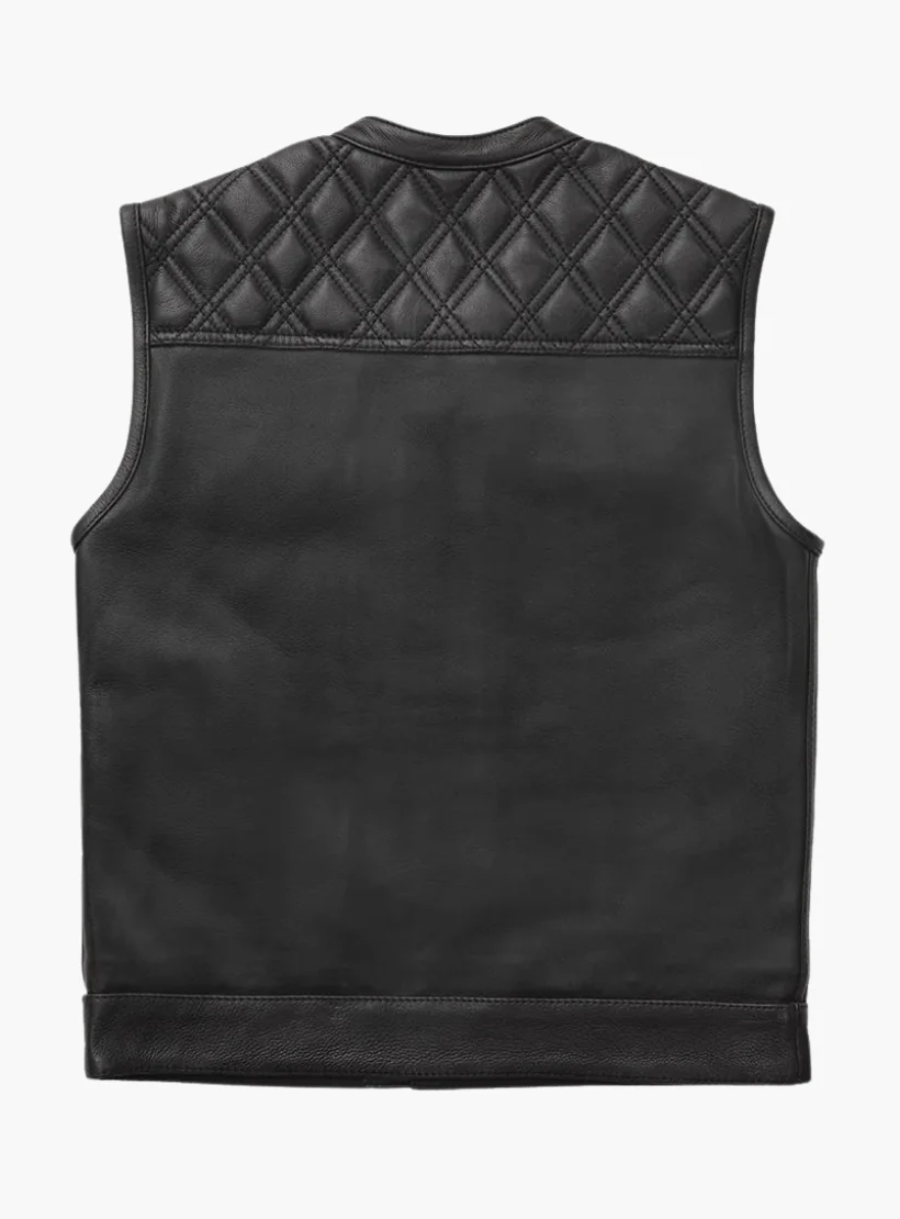 WCL Leather Club Vest w/t Black Hexagon Stitching - Image 3
