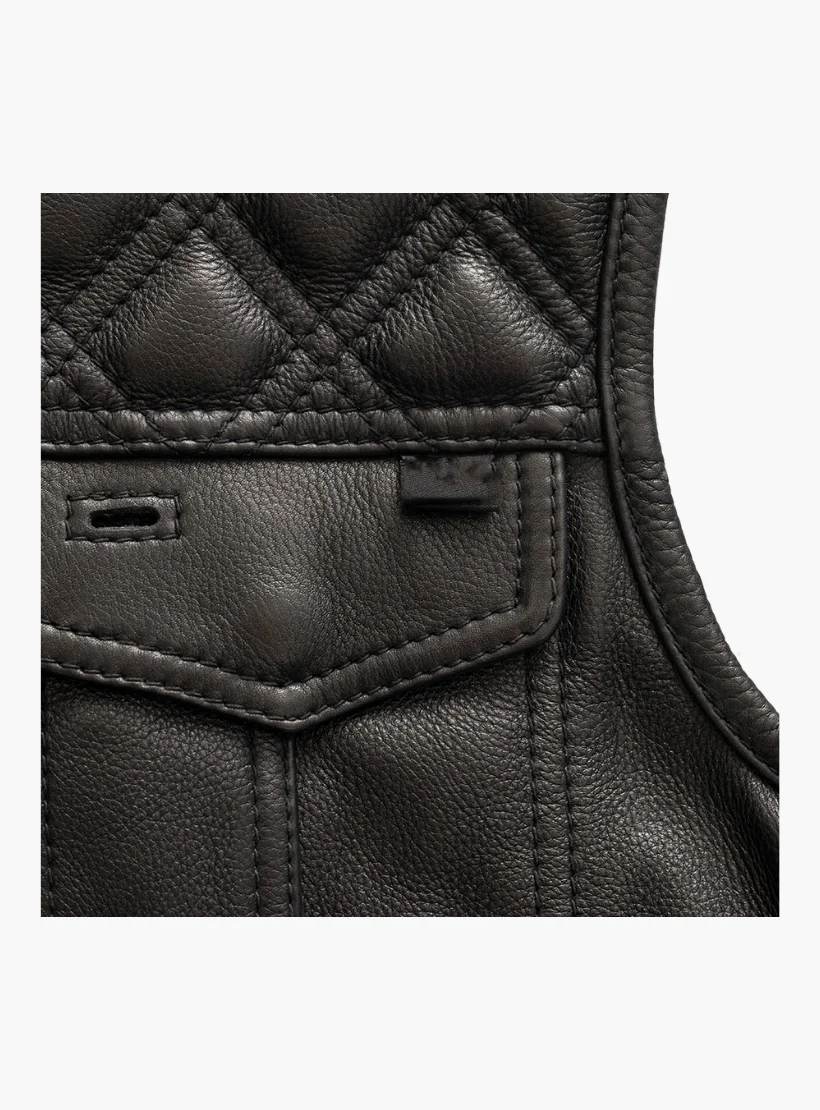 WCL Leather Club Vest w/t Black Hexagon Stitching - Image 5