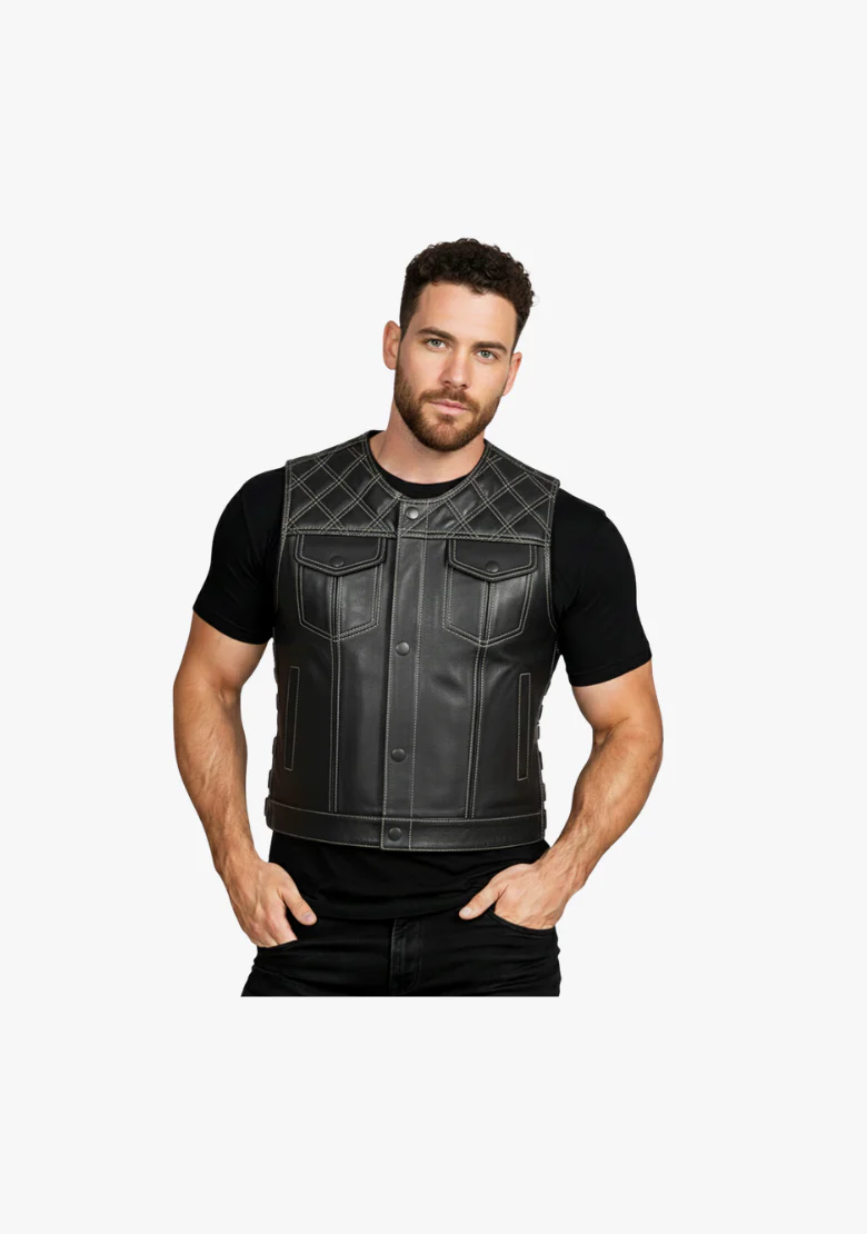 WCL Leather Club Vest w/t White Lace - Image 2