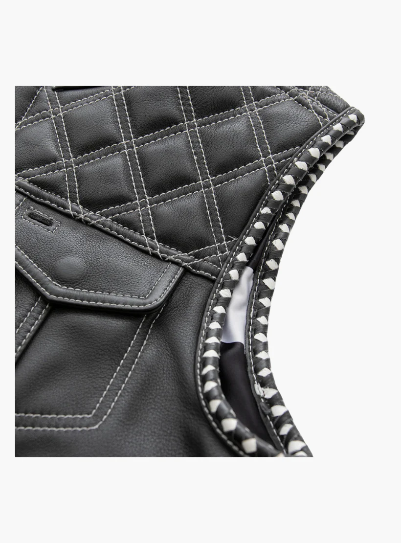 WCL Leather Club Vest w/t White Lace - Image 3