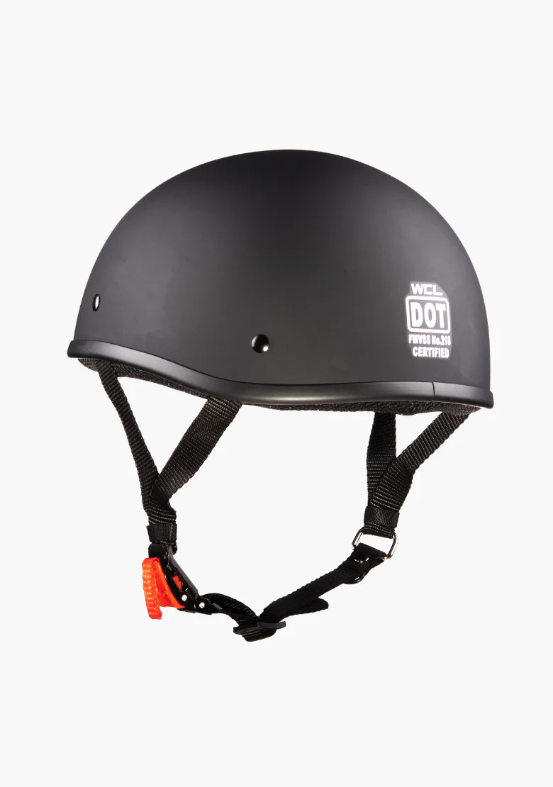 WCL Lightest and Smallest DOT Beanie Motorcycle Half Helmet - Matte Black - Image 2