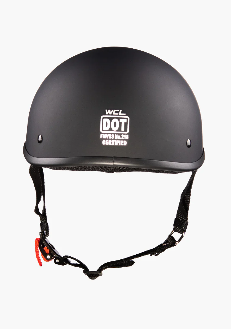 WCL Lightest and Smallest DOT Beanie Motorcycle Half Helmet - Matte Black - Image 6