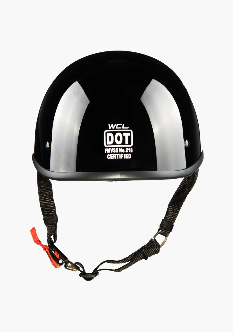 WCL Lightest and Smallest Twister Style Polo Motorcycle Half Helmet - Gloss Black - Image 5