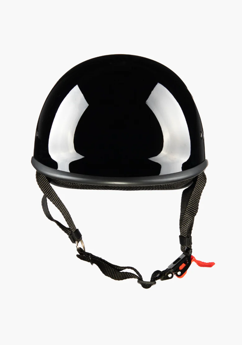 WCL Lightest and Smallest Twister Style Polo Motorcycle Half Helmet - Gloss Black - Image 3