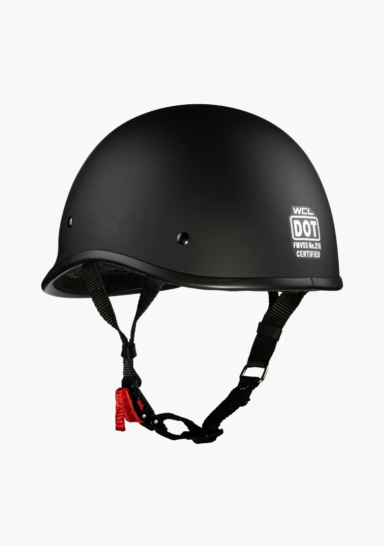 WCL Lightest and Smallest Twister Style Polo Motorcycle Half Helmet  - Matte Black - Image 5