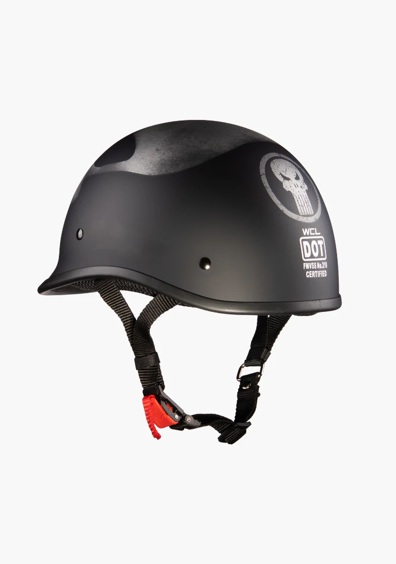 WCL Lightest and Smallest Twister Style Polo Motorcycle Half Helmet  – Punisher - Image 4