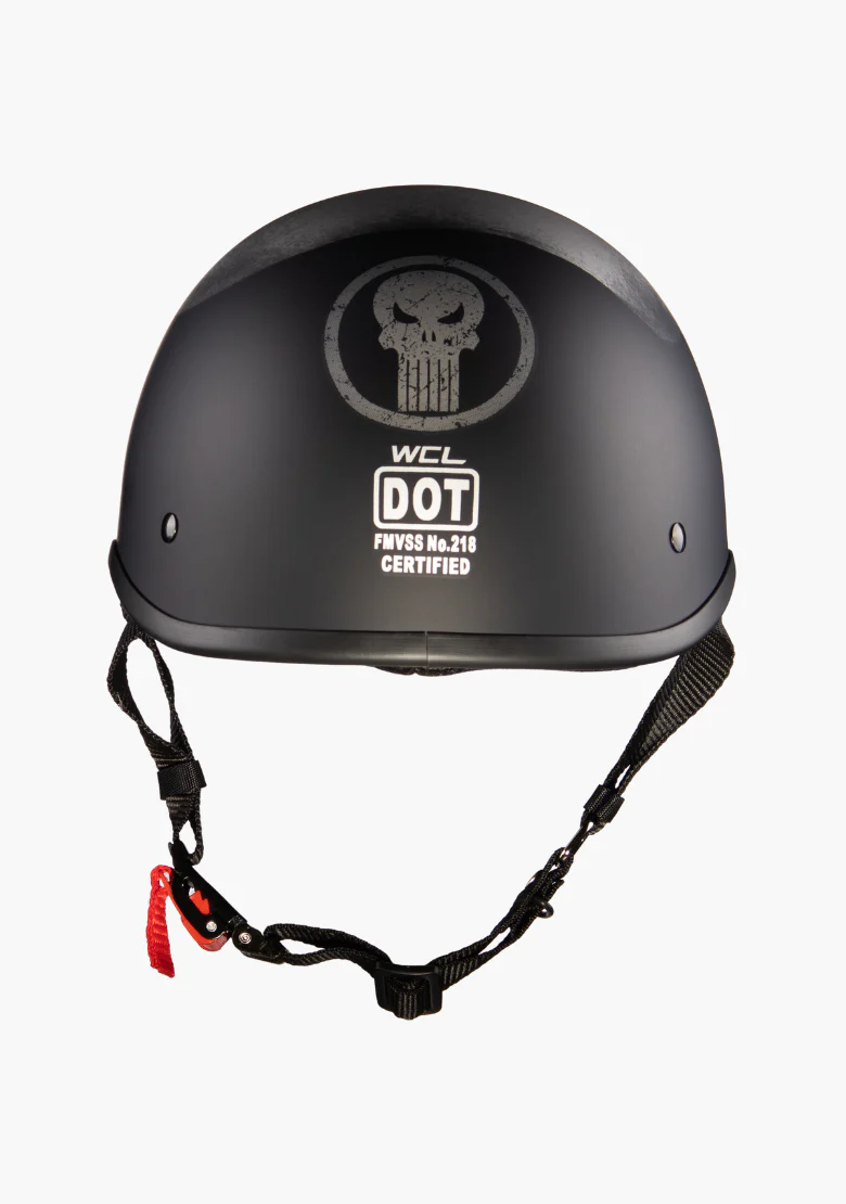 WCL Lightest and Smallest Twister Style Polo Motorcycle Half Helmet  – Punisher - Image 5