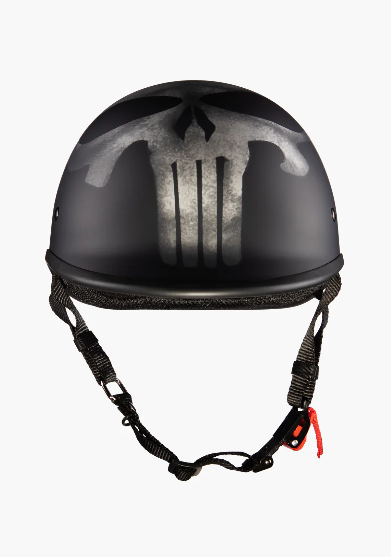 WCL Lightest and Smallest Twister Style Polo Motorcycle Half Helmet  – Punisher - Image 3