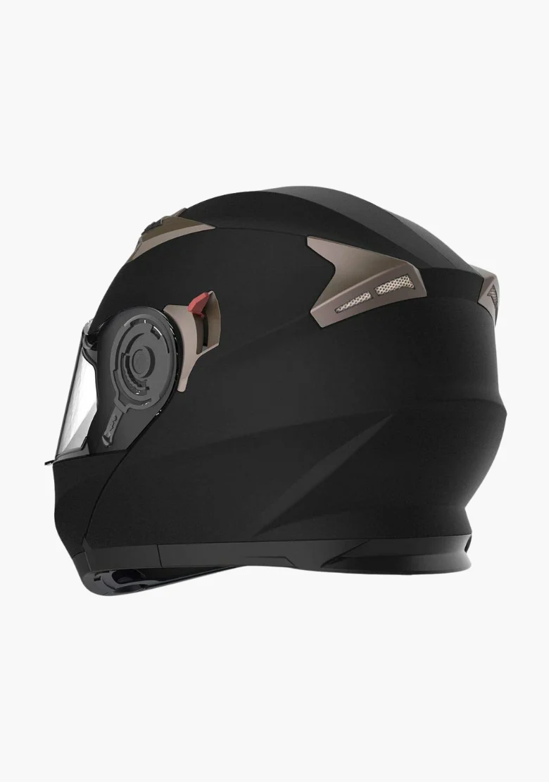 WCL Modular Full Face Motorcycle Helmet with Double Lens Visor - Flat Black - Image 3