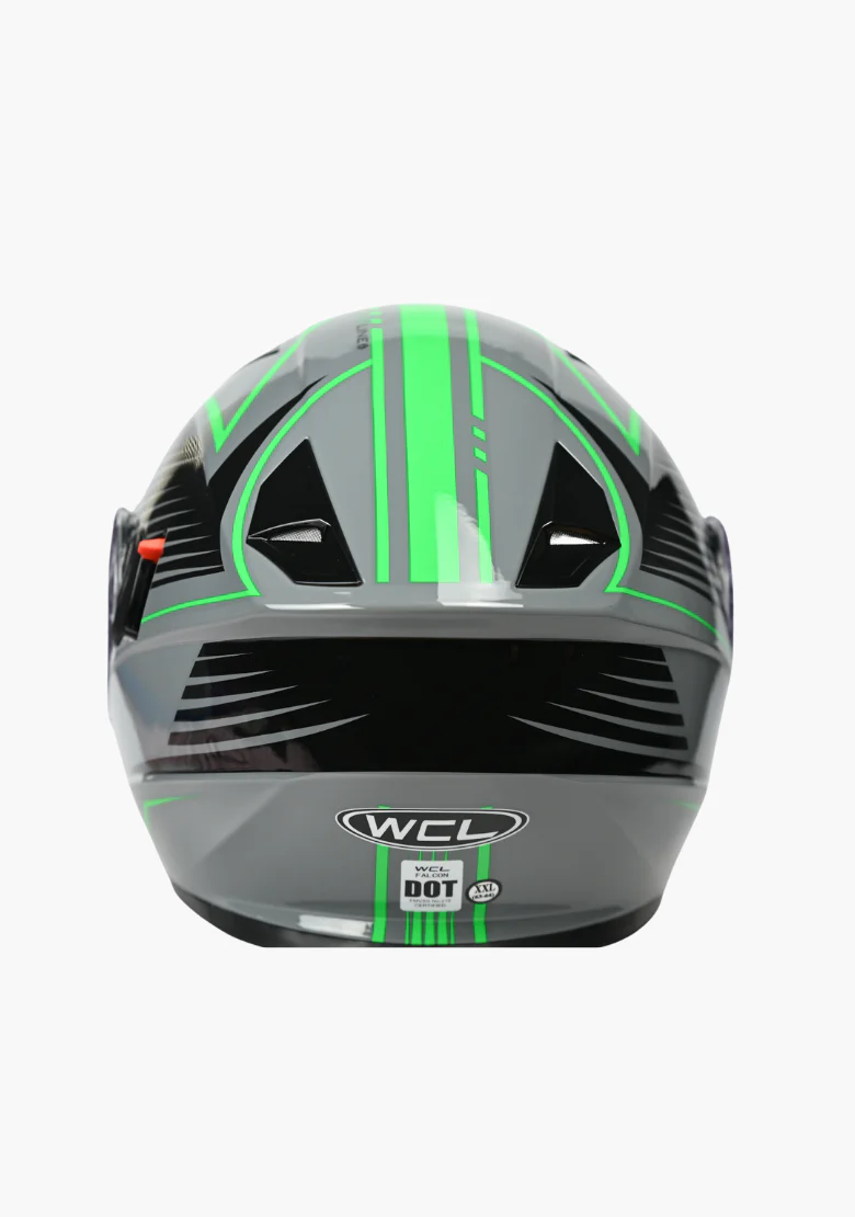 WCL Modular Full Face Motorcycle Helmet with Double Lens Visor - Green Black - Image 6