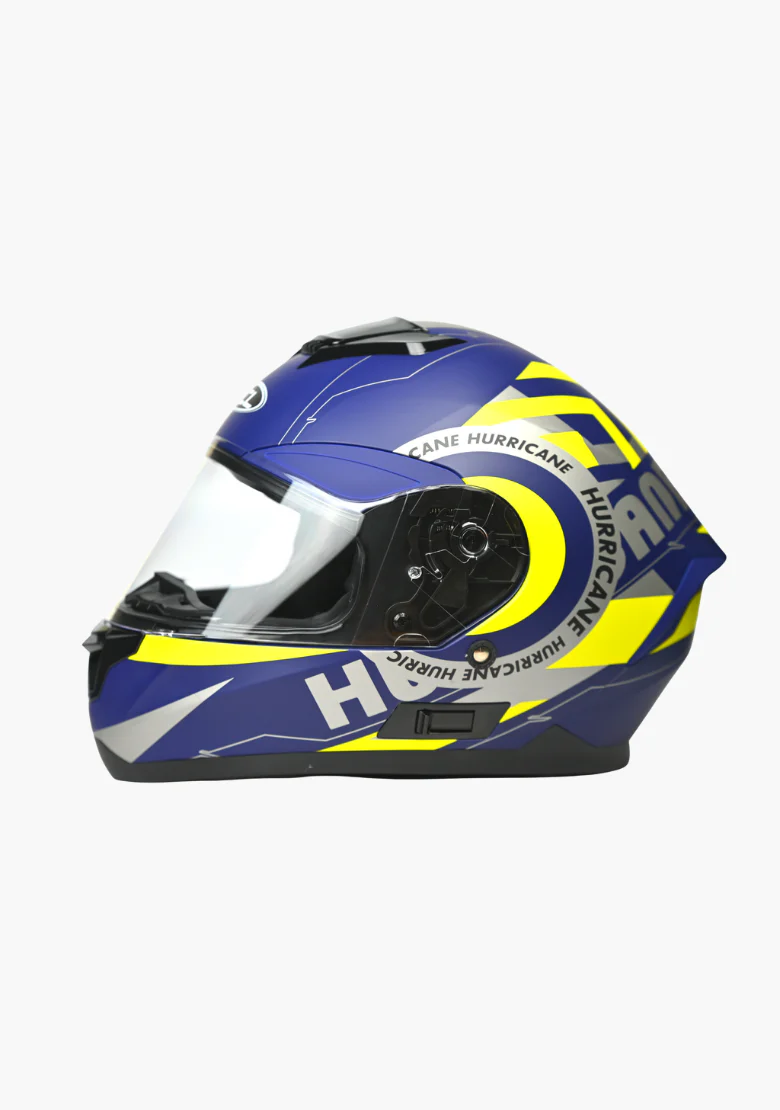 WCL Raider Full Face Motorcycle Helmet - Drop Down Tinted Visor, Quick Release Buckle, DOT Approved - Blue Yellow - Image 4