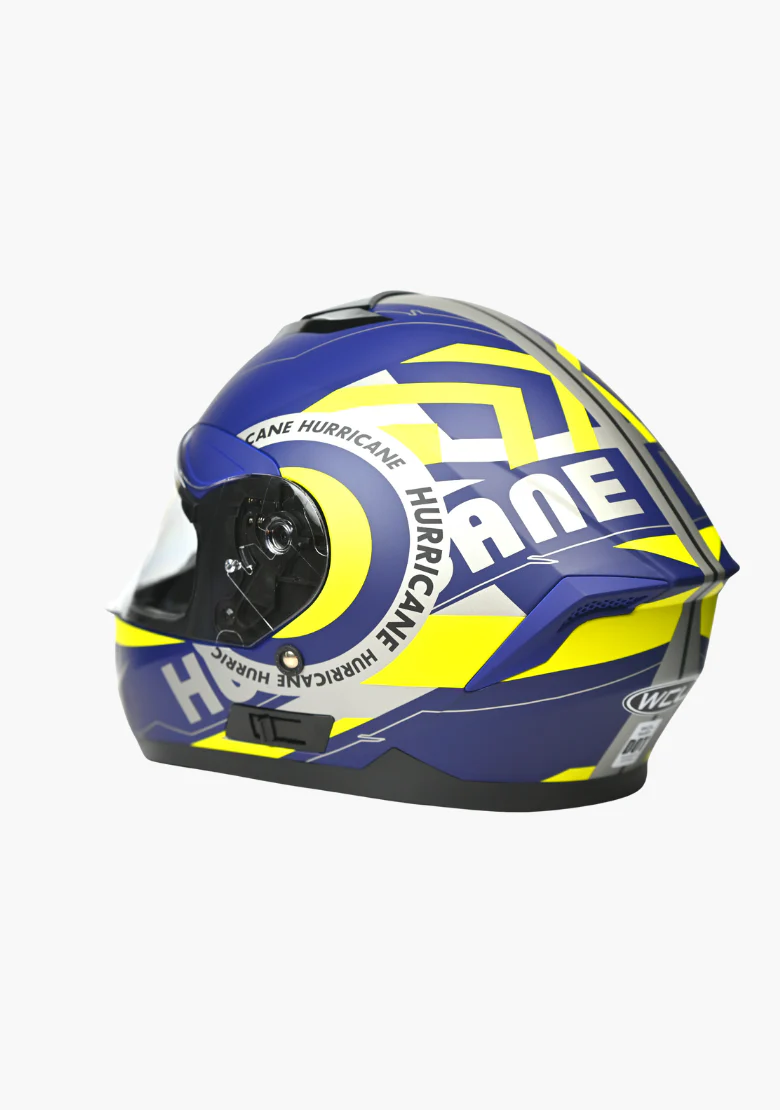 WCL Raider Full Face Motorcycle Helmet - Drop Down Tinted Visor, Quick Release Buckle, DOT Approved - Blue Yellow - Image 6