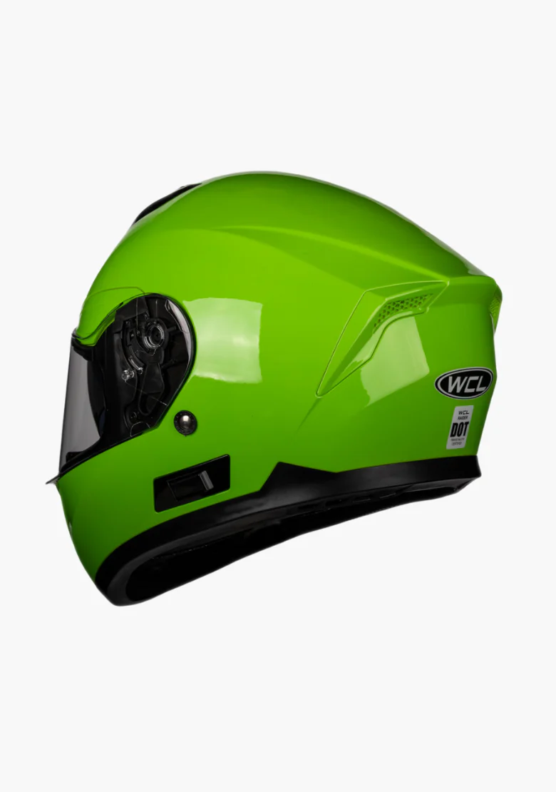 WCL Raider Full Face Motorcycle Helmet - Drop Down Tinted Visor, Quick Release Buckle, DOT Approved - Lime Green - Image 3