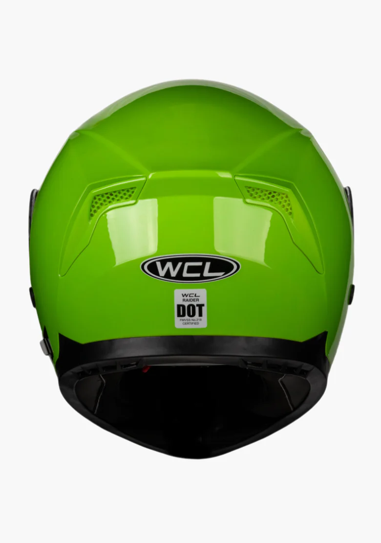 WCL Raider Full Face Motorcycle Helmet - Drop Down Tinted Visor, Quick Release Buckle, DOT Approved - Lime Green - Image 4