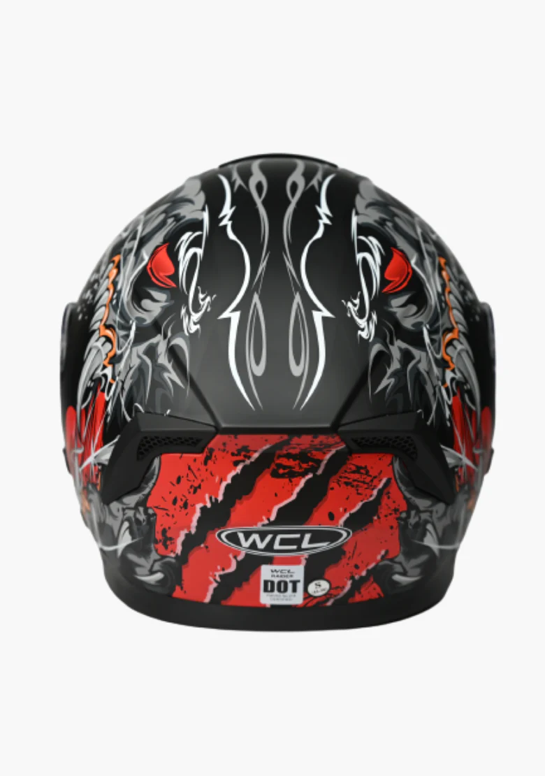 WCL Raider Full Face Motorcycle Helmet - Drop Down Tinted Visor, Quick Release Buckle, DOT Approved - Matt Red - Image 5