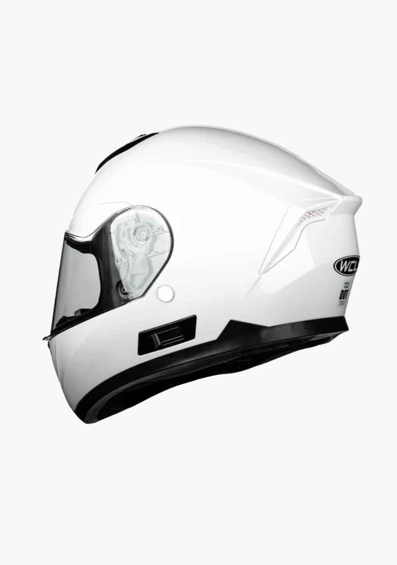 WCL Raider Full Face Motorcycle Helmet - Drop Down Tinted Visor, Quick Release Buckle, DOT Approved - White - Image 3