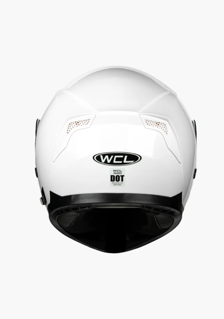 WCL Raider Full Face Motorcycle Helmet - Drop Down Tinted Visor, Quick Release Buckle, DOT Approved - White - Image 4