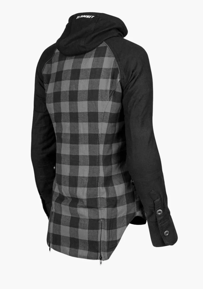 WCL Women's Kevlar Lined Performance Motorcycle Riding Long Sleeve Flannel Shirt  W/T CE Level 1 armor - Grey - Image 3