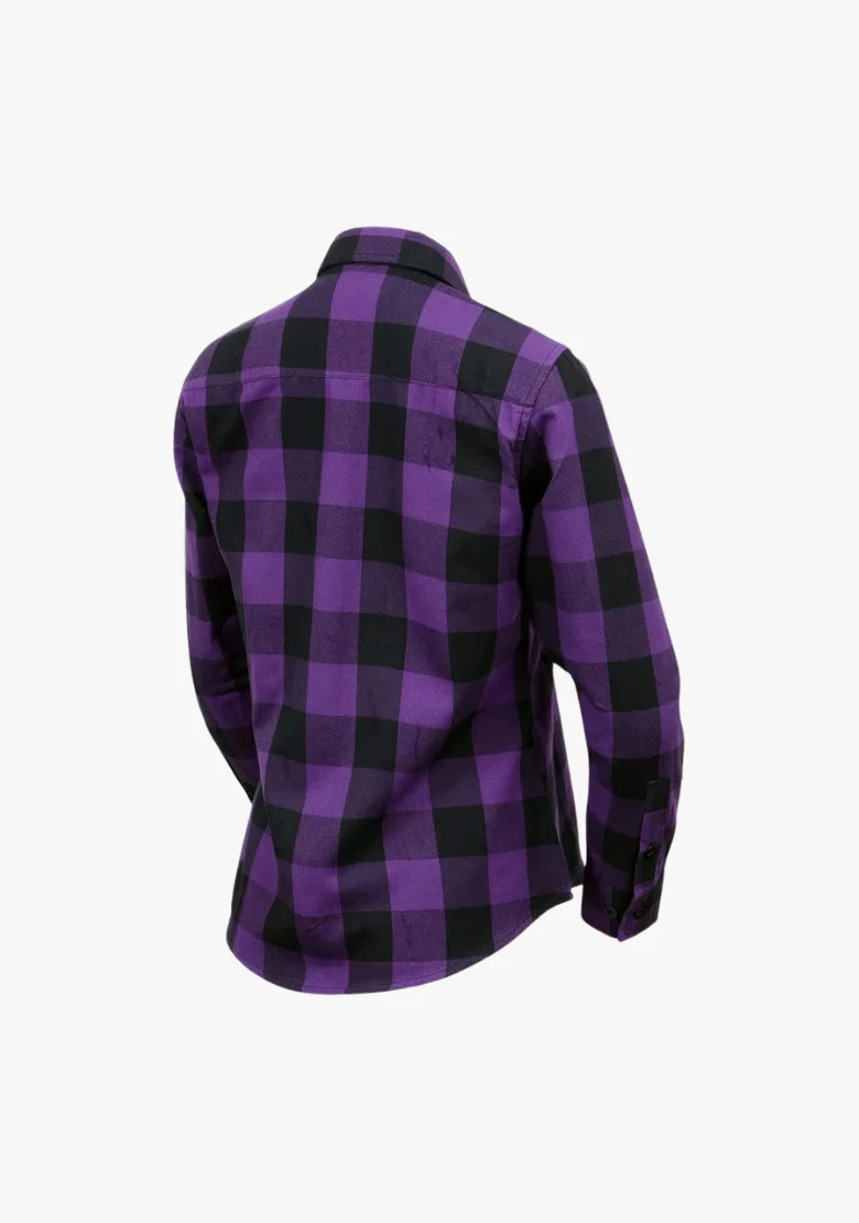 WCL Women's Kevlar Lined Performance Motorcycle Riding Long Sleeve Flannel Shirt  W/T CE Level 1 armor - Purple - Image 4
