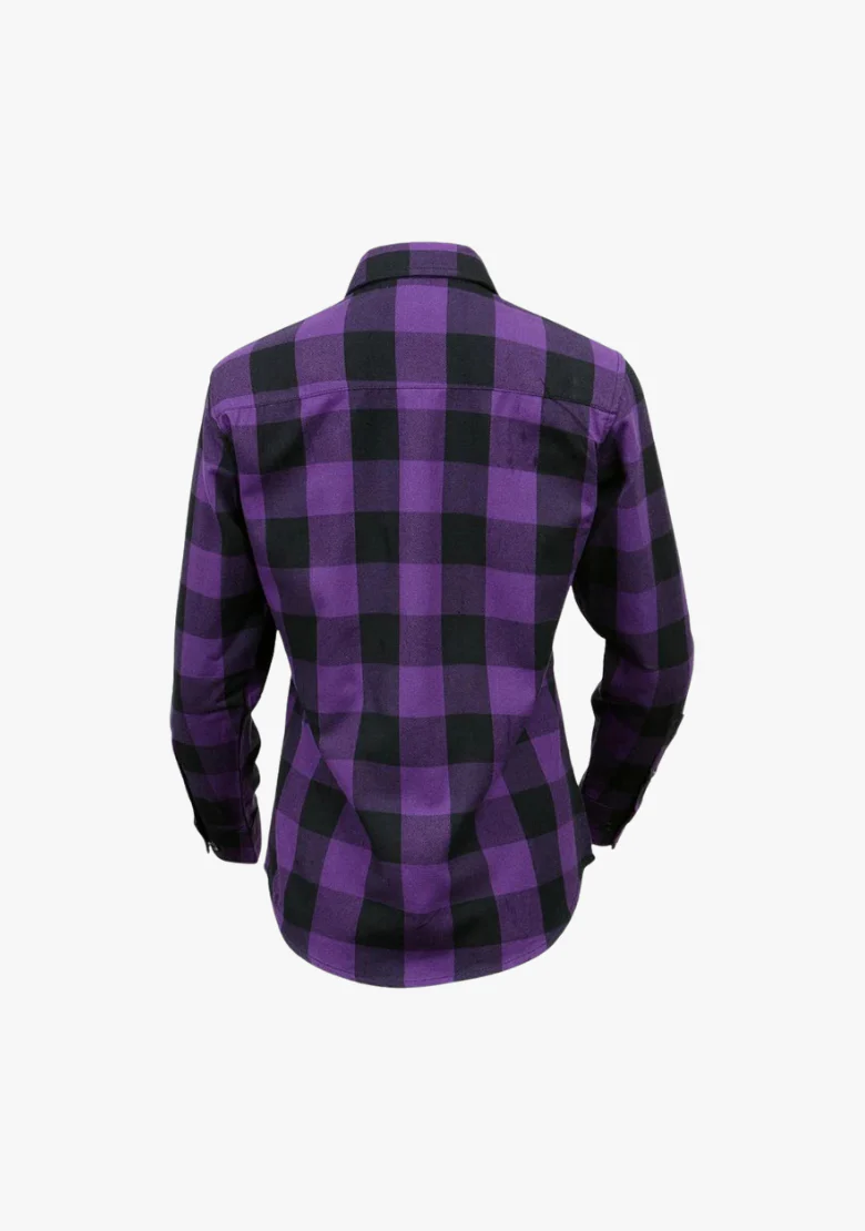 WCL Women's Kevlar Lined Performance Motorcycle Riding Long Sleeve Flannel Shirt  W/T CE Level 1 armor - Purple - Image 5