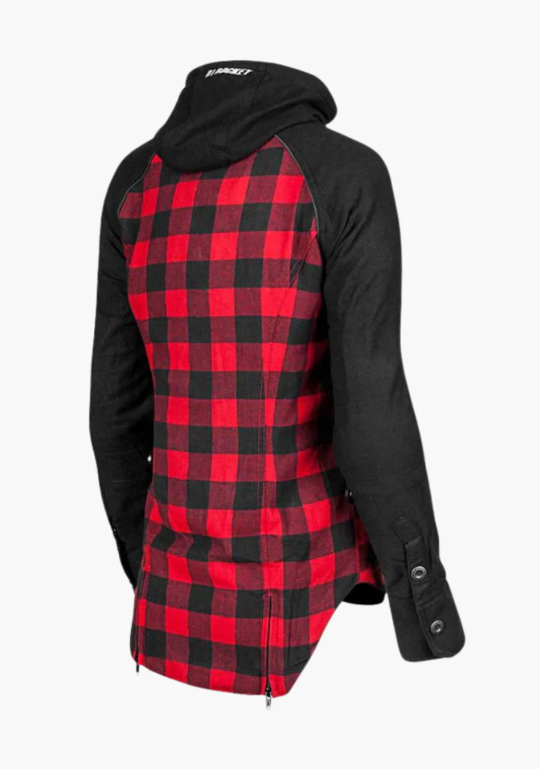 WCL Women's Kevlar Lined Performance Motorcycle Riding Long Sleeve Flannel Shirt  W/T CE Level 1 armor - Red - Image 3