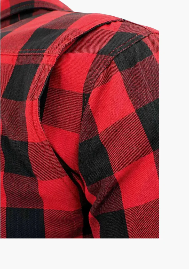 WCL Women's Kevlar Lined Performance Motorcycle Riding Long Sleeve Flannel Shirt  W/T CE Level 1 armor - Red - Image 4