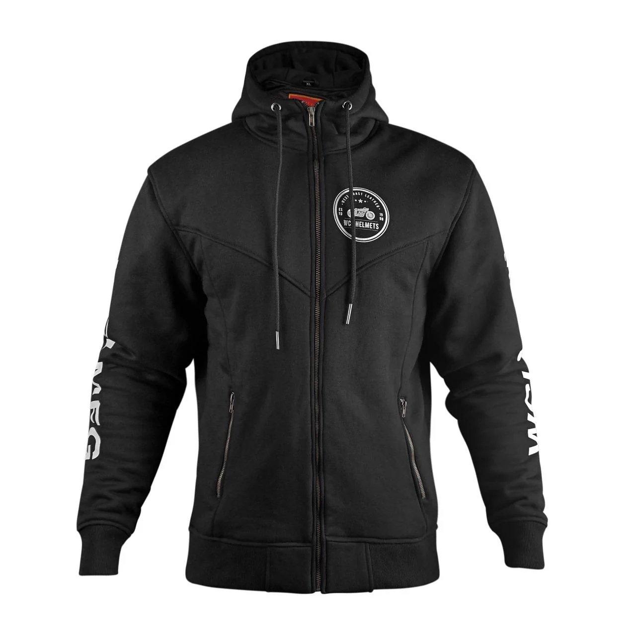 WCL Zippered Armoured Kevlar Lined Motorcycle Riding Hoodie w/t CE Level 1 Armor - Black - Image 5