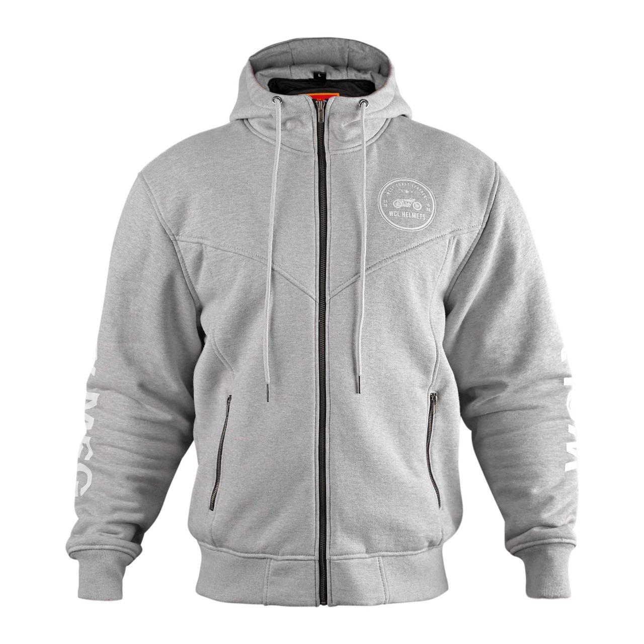 WCL Zippered Armoured Kevlar Lined Motorcycle Riding Hoodie w/t CE Level 1 Armor - Gray - Image 4